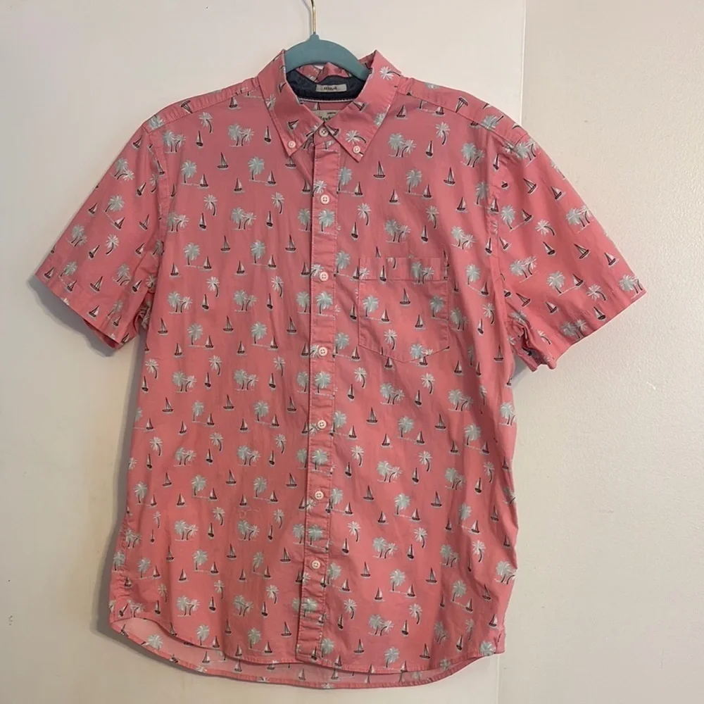 Hawker Rye Men's Pink Nautical Print short sleeve button down Shirt. Size M - Picture 1 of 9